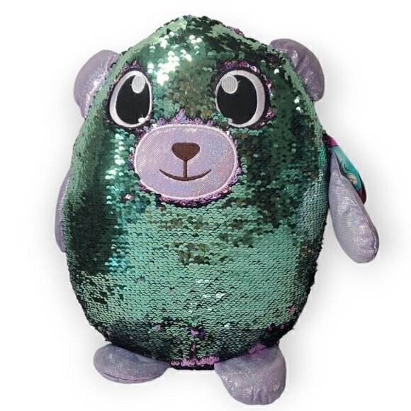 SHIMMEEZ Large Delilah Dog Purple and‎ Teal Sequins Stuffed Animal Plush 14" - Picture 3 of 4